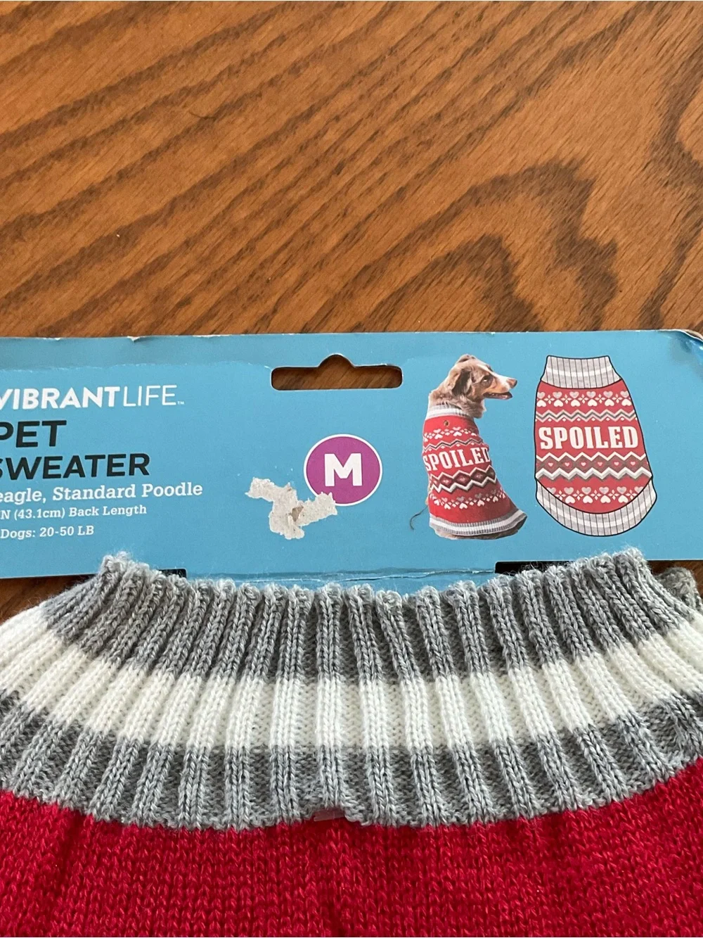 NWT Vibrant Life “Spoiled” Red Dog Knit Sweater, Paw Heart Fair Isle, Sz M